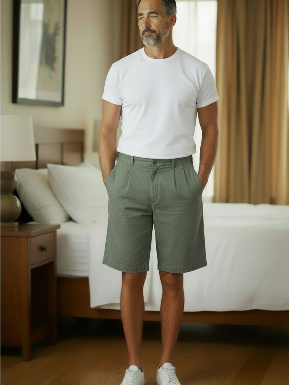 Claiborne Men's Pleated Front Shorts in Olive